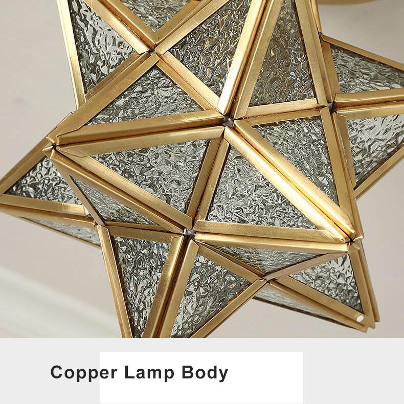 Modern 1-Light Star Pentagram Shaped Semi-Flush Mount Lighting