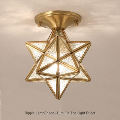 Modern 1-Light Star Pentagram Shaped Semi-Flush Mount Lighting