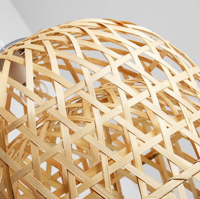 Modern Bamboo Weaving Half Circle 1-Light Rustic Pendant Light