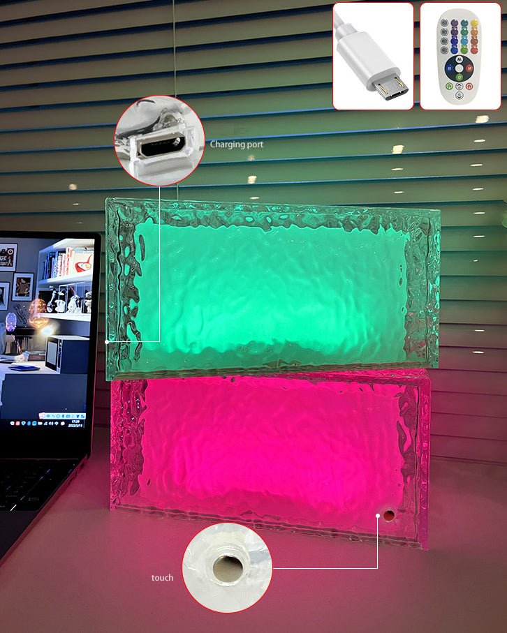 مصباح طاولة ديكوري LED RGB أكريليك مكعب ثلجي مبتكر 