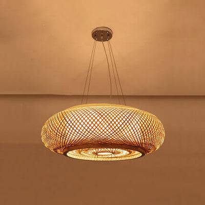 Modern Bamboo Weaving Round 1-Light Chinese Pendant Light