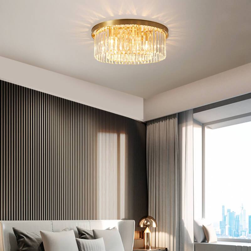 Modern Crystal 1-Light Circle Flush Mount Lighting