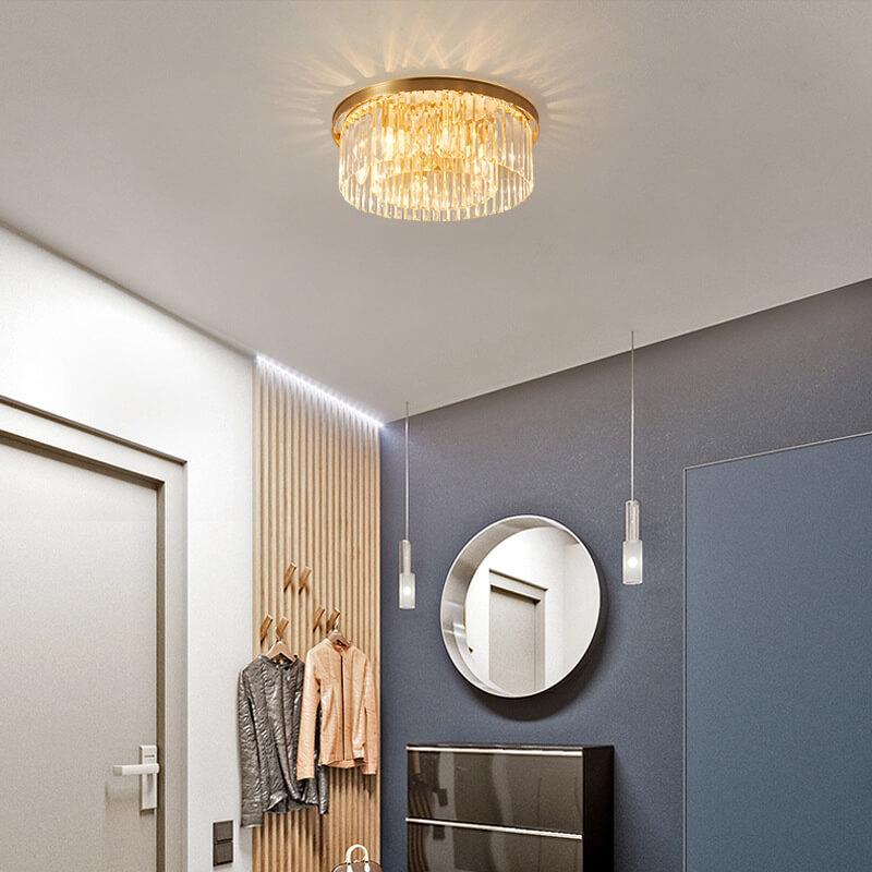 Modern Crystal 1-Light Circle Flush Mount Lighting