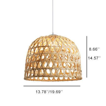 Modern Bamboo Weaving Half Circle 1-Light Rustic Pendant Light