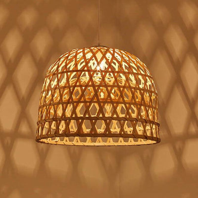 Moderne Bambusweberei Halbkreis 1-Licht rustikale Pendelleuchte 