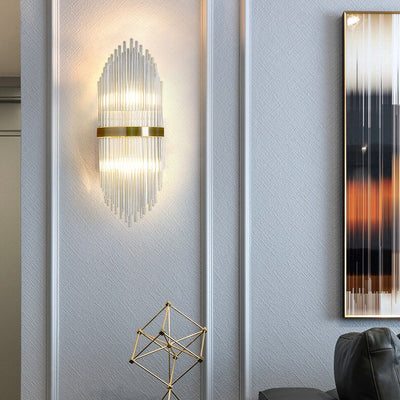 Modern Crystal Tubular 2-Light Wall Sconce Lamp