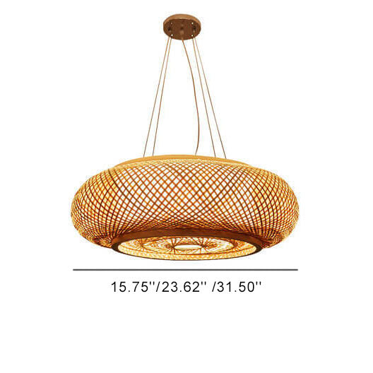 Modern Bamboo Weaving Round 1-Light Chinese Pendant Light