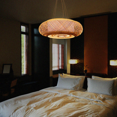 Modern Bamboo Weaving Round 1-Light Chinese Pendant Light