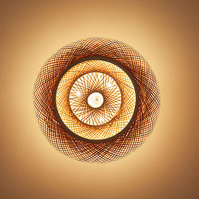 Modern Bamboo Weaving Round 1-Light Chinese Pendant Light