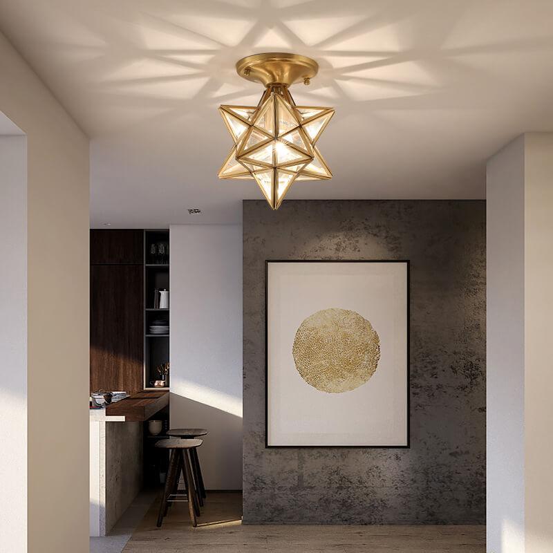 Modern 1-Light Star Pentagram Shaped Semi-Flush Mount Lighting