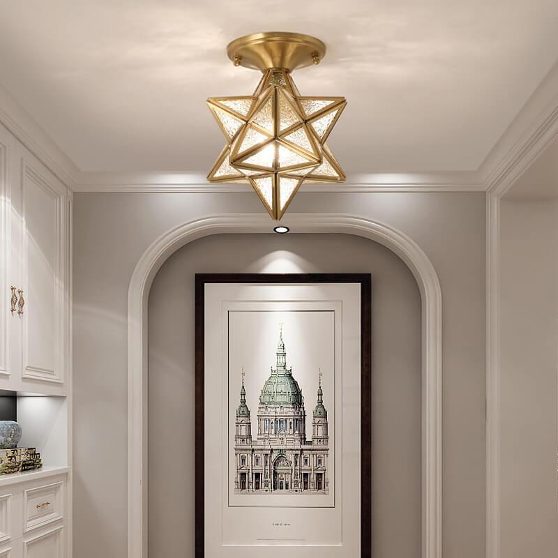 Modern 1-Light Star Pentagram Shaped Semi-Flush Mount Lighting