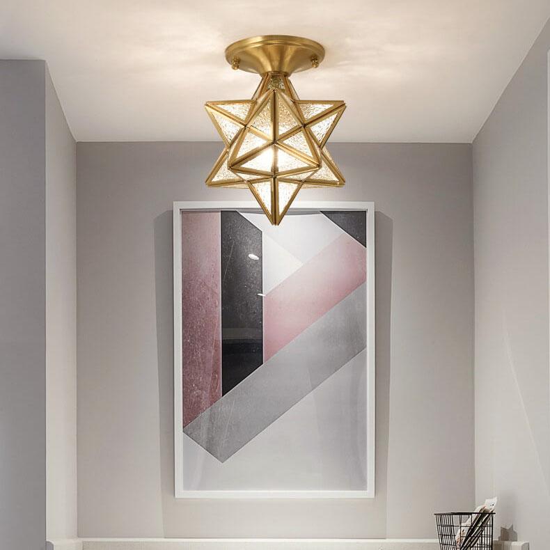 Modern 1-Light Star Pentagram Shaped Semi-Flush Mount Lighting