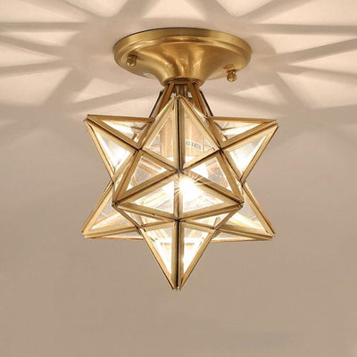 Modern 1-Light Star Pentagram Shaped Semi-Flush Mount Lighting