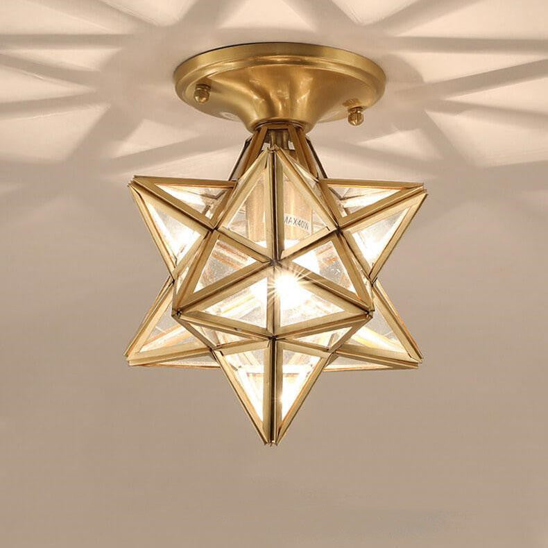 Modern 1-Light Star Pentagram Shaped Semi-Flush Mount Lighting