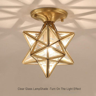 Modern 1-Light Star Pentagram Shaped Semi-Flush Mount Lighting