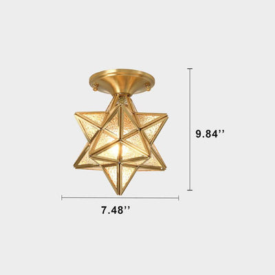 Modern 1-Light Star Pentagram Shaped Semi-Flush Mount Lighting