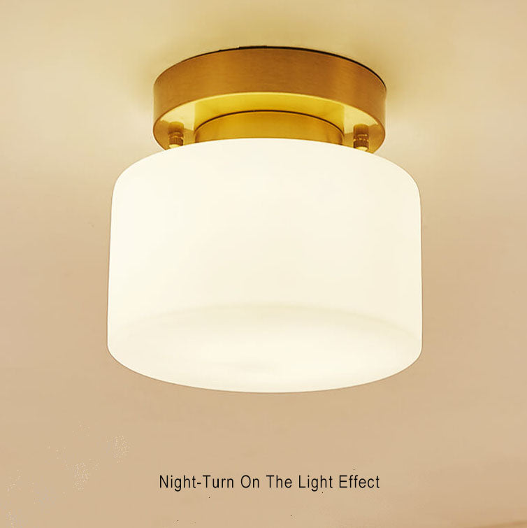Modern Nordic Cylinder Glass 1-Light Semi-Flush Mount Lighting For Bedroom
