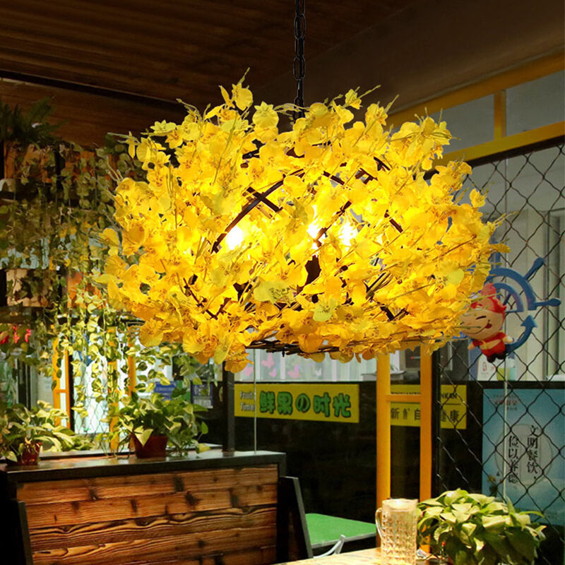 Creative Colorful Flower 3-Light Globe Plants Chandeliers