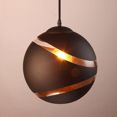 Modern Stripe Glass 1-Light Globe Pendant Light