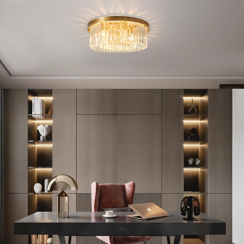 Modern Crystal 1-Light Circle Flush Mount Lighting