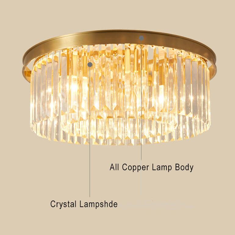 Modern Crystal 1-Light Circle Flush Mount Lighting