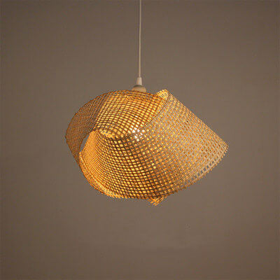 Modern Rattan Weaving Twist Globe Shape 1-Light Pendant Light