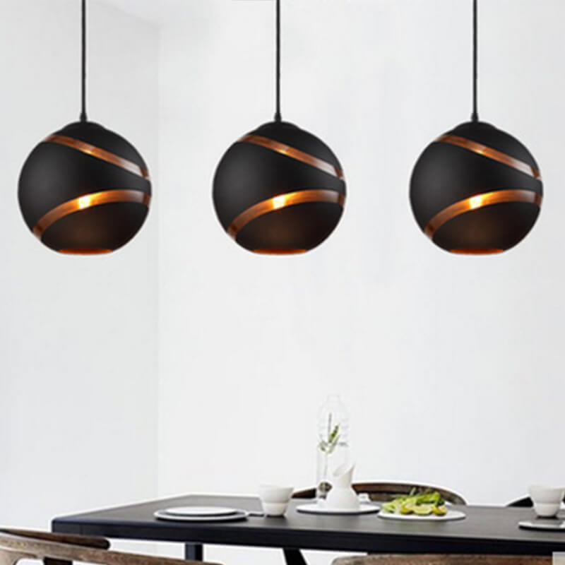 Modern Stripe Glass 1-Light Globe Pendant Light