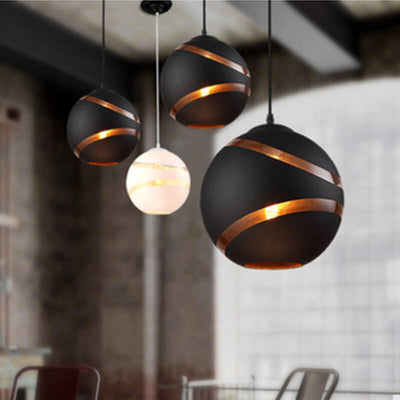 Modern Stripe Glass 1-Light Globe Pendant Light