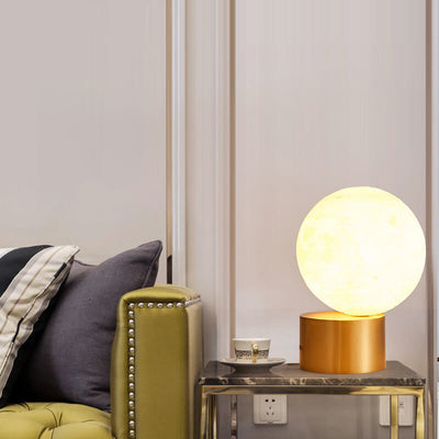 Modern 1-Light 3D Printed Moon Ball Globe Table Lamps