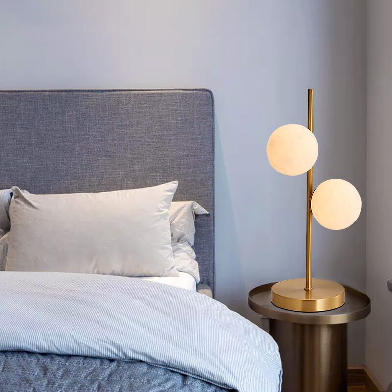 Modern 2-Light 3D Printed Moon Ball Globe Table Lamps