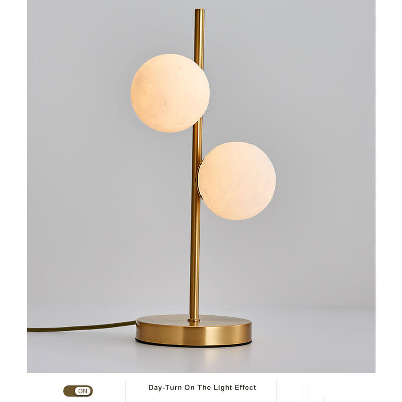 Modern 2-Light 3D Printed Moon Ball Globe Table Lamps