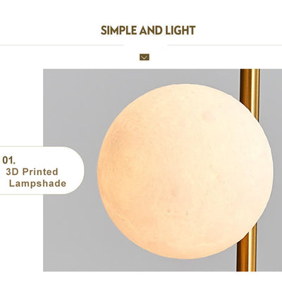 Modern 2-Light 3D Printed Moon Ball Globe Table Lamps
