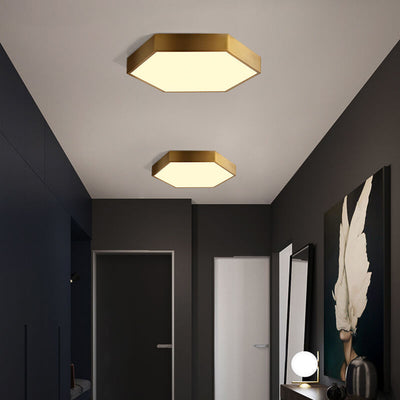 Simple Hexagonal 1-Light LED Flush Mount Lighting