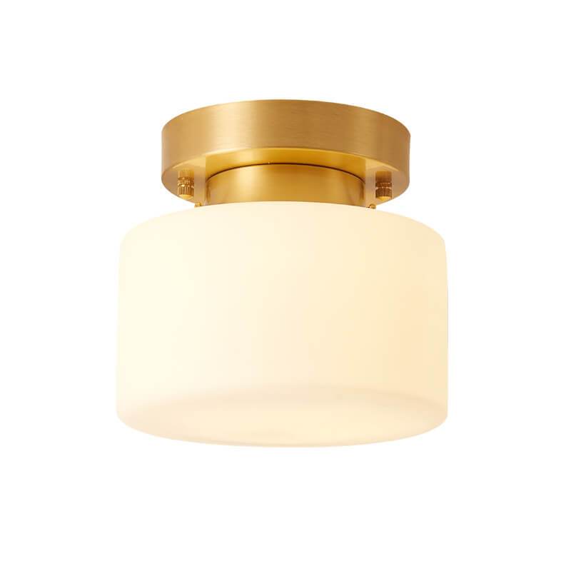 Modern Nordic Cylinder Glass 1-Light Semi-Flush Mount Lighting For Bedroom