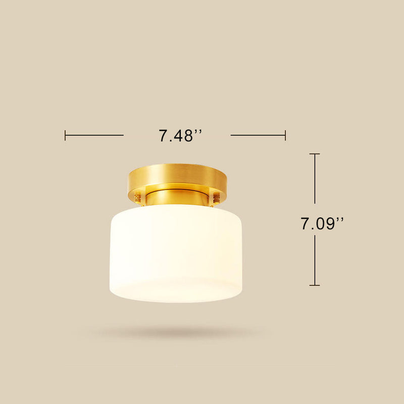 Modern Nordic Cylinder Glass 1-Light Semi-Flush Mount Lighting For Bedroom