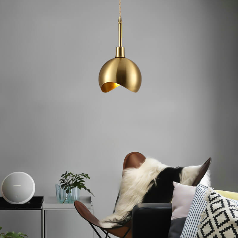 Moderne Kupferrunde 1-Licht Pendelleuchte 
