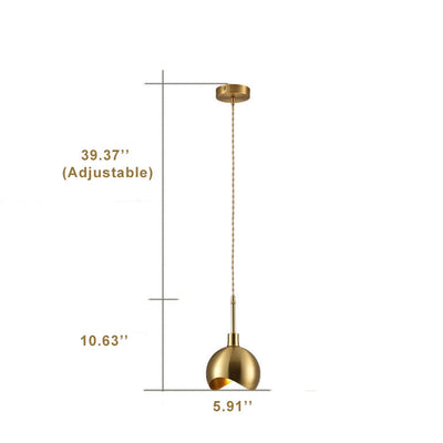 Modern Copper Round 1-Light Pendant Light