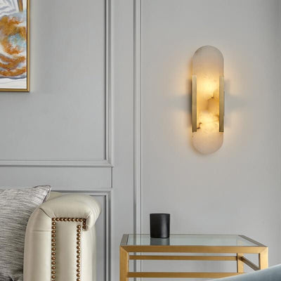 Modern Marble 1-Light Cylindrical Shape Armed Sconce Lamp