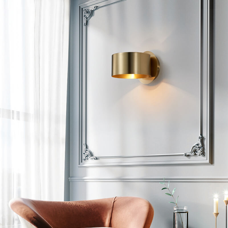 Modern 1-Light Drum Shaped Wall Sconce Lamp