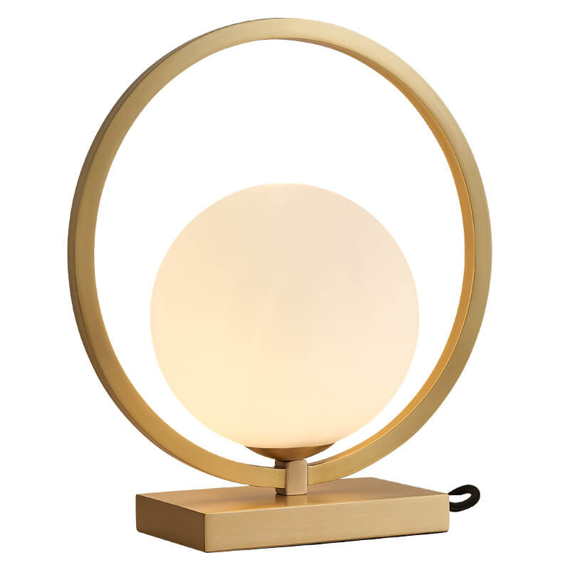 Modern Circle Ring Glass Ball 1-Light Globe Table Lamps
