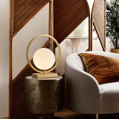 Modern Circle Ring Glass Ball 1-Light Globe Table Lamps