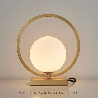 Modern Circle Ring Glass Ball 1-Light Globe Table Lamps