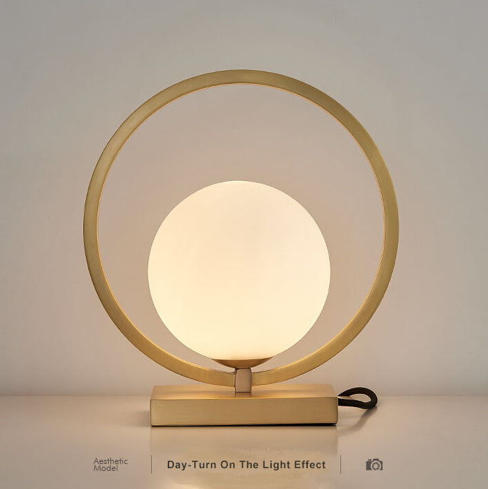 Modern Circle Ring Glass Ball 1-Light Globe Table Lamps