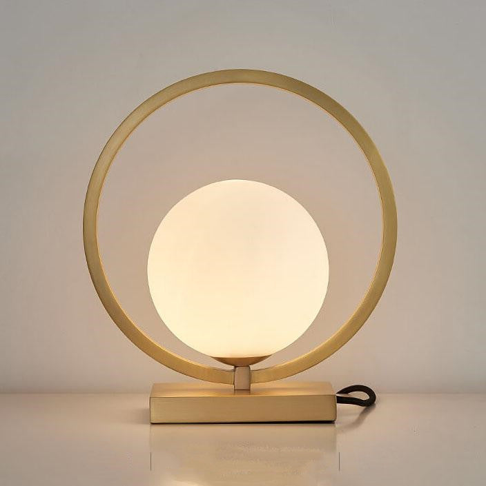 Modern Circle Ring Glass Ball 1-Light Globe Table Lamps