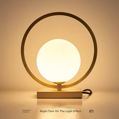 Modern Circle Ring Glass Ball 1-Light Globe Table Lamps