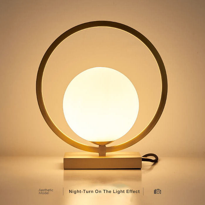 Modern Circle Ring Glass Ball 1-Light Globe Table Lamps
