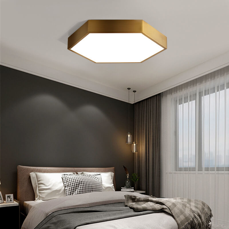 Simple Hexagonal 1-Light LED Flush Mount Lighting