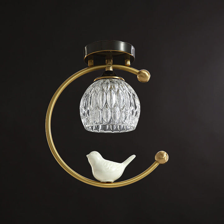 Moderne 1-Licht Chinesische Elemente Semi-Flush-Mount-Beleuchtung 