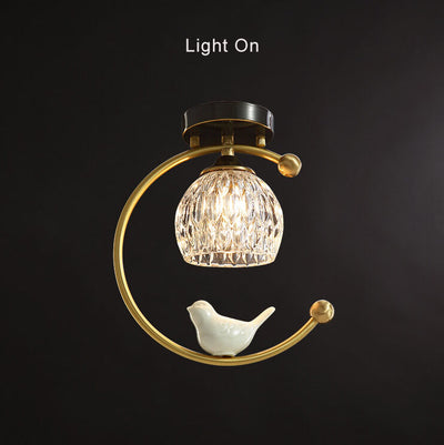 Modern 1-Light Chinese Elements Semi-Flush Mount Lighting