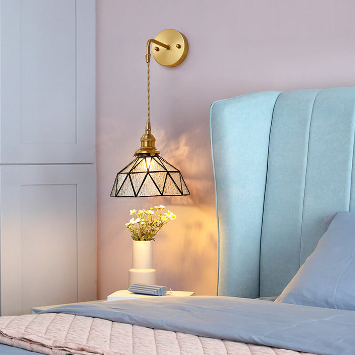 Lampe applique murale à dôme irrégulier à 1 lumière en verre ondulé 